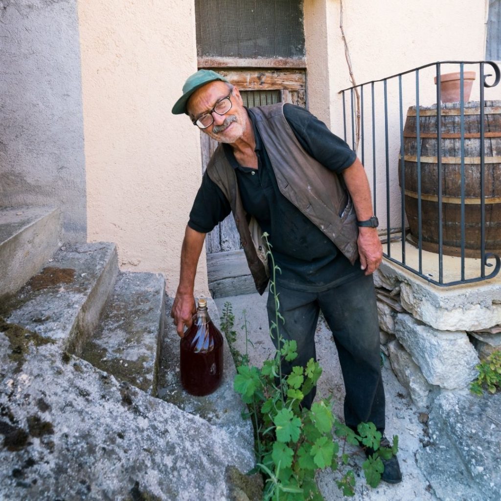 Italian man in his garden